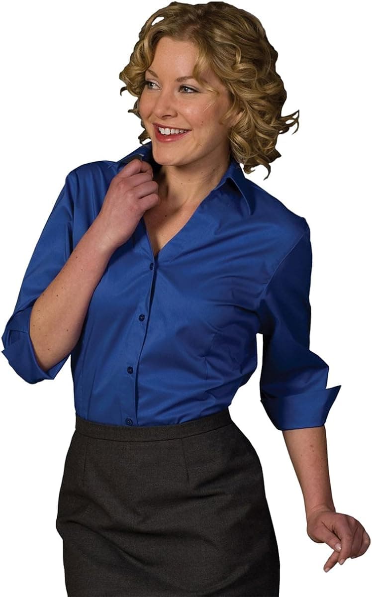 Edwards Ladies' Tailored V-Neck Stretch Blouse 3/4 Sleeve