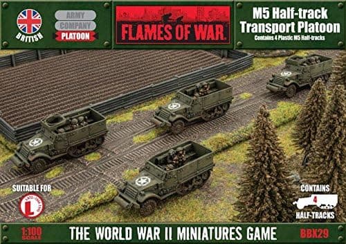 Flames Of War British M5 Half-track Transport Platoon (4 Vehicles, Plastic,