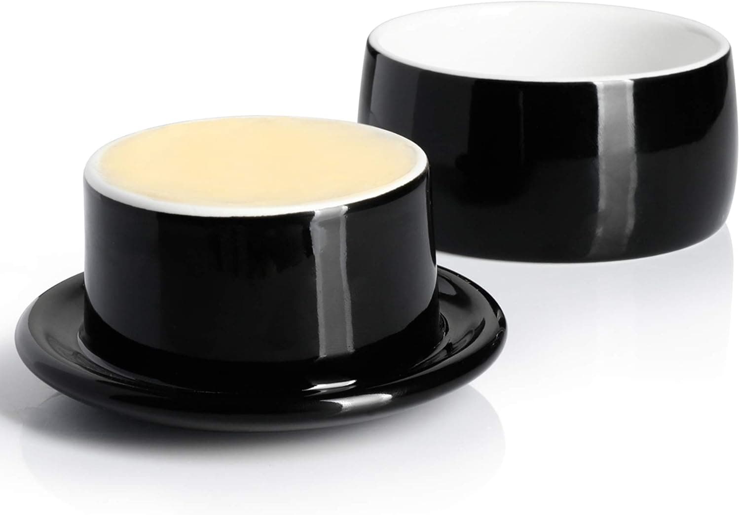Porcelain Butter Crock, French Butter Keeper - Fresh Soft Butter without Refrigeration, Black - Better Butter & Beyond