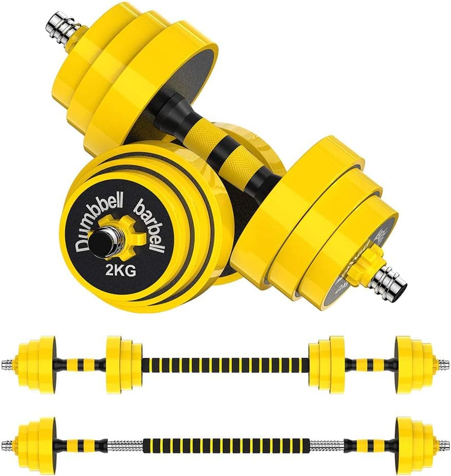 Adjustable Dumbbell Barbell, Free Weights 2-in-1 Dumbbell Barbell Set, Non-Slip Hand Dumbbell for Home, Gym, Office