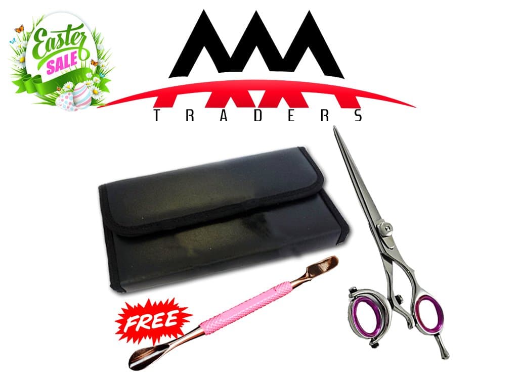5.0" Professional Thumb Swivel Barber Razor Edge Titanium Coated Hair Cutting Scissors+free Lather Case