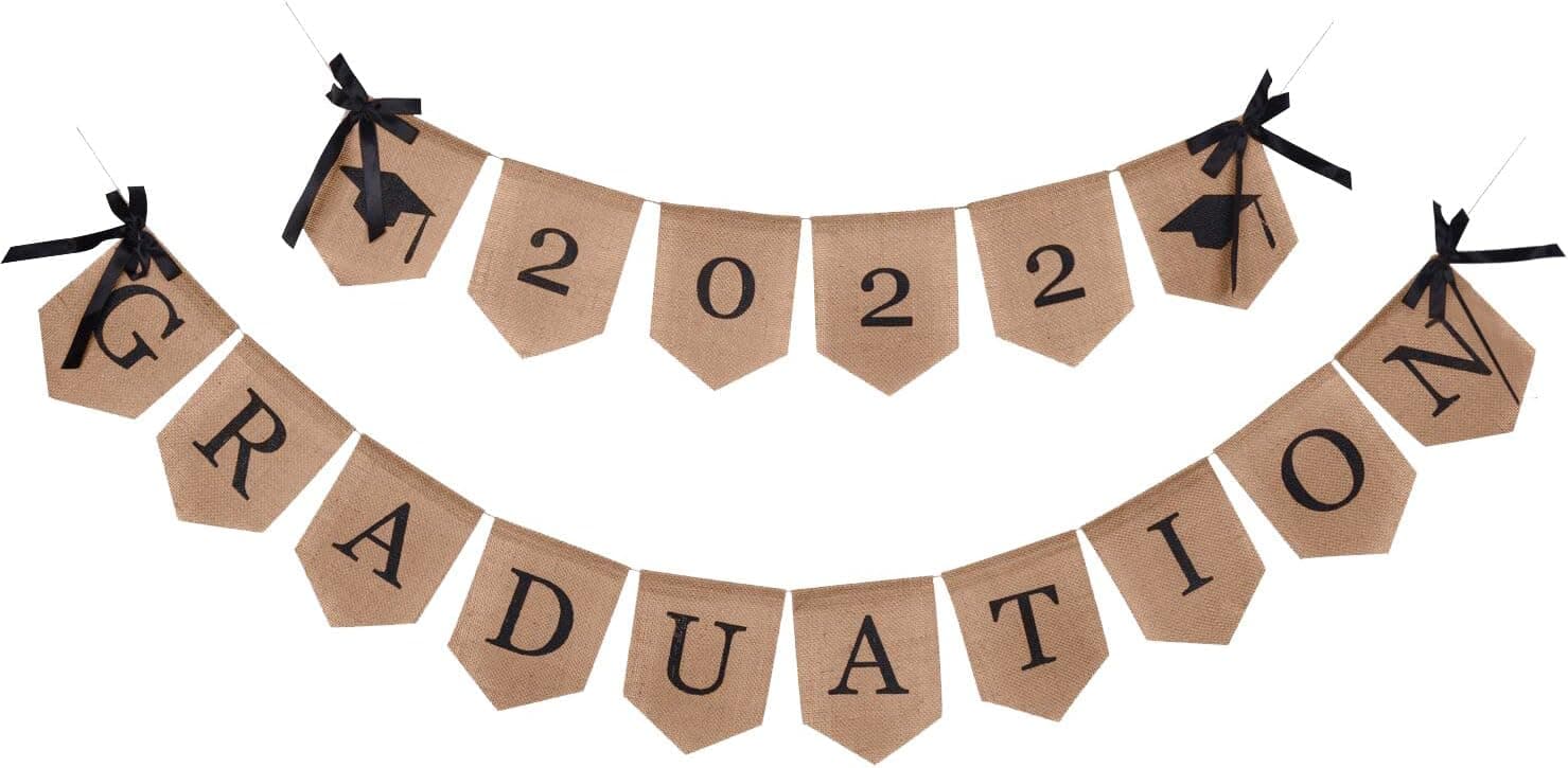 2022 Graduation Burla Banner | Rustic Vintage Graduation Decorations | Perfect for Graduation Party Supplies 2022 | Grad Party Decor for Home, College, Senior, High School Prom Decorations (Burla)