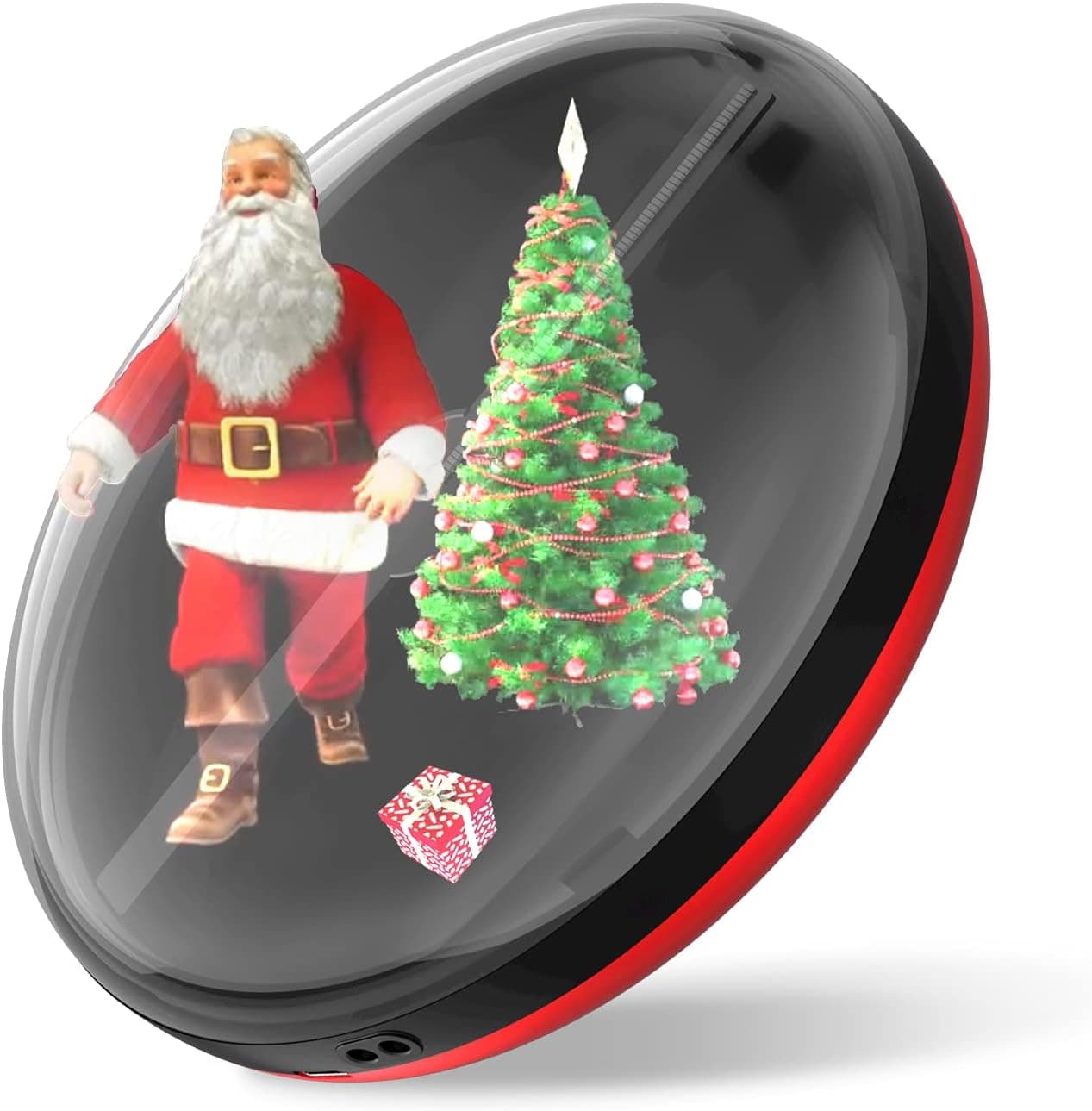3D Hologram Fan Christmas Ball Ornaments for Xmas Tree, 5.9" Christmas Tree Topper Lighted, Built-in Bluetooth 3D Holographic Display Christmas Theme Video, Decorative Hanging Ball Gfit for Kids