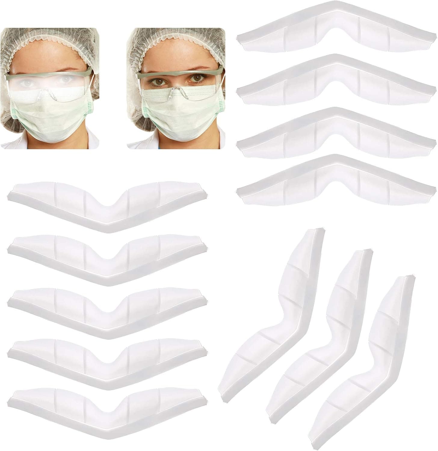 12Pcs Anti Fog Nose Bridge Pads for Mask, Silicone Self-Adhesive Protection Nose Bridge Strip Seal, Soft Comfortable