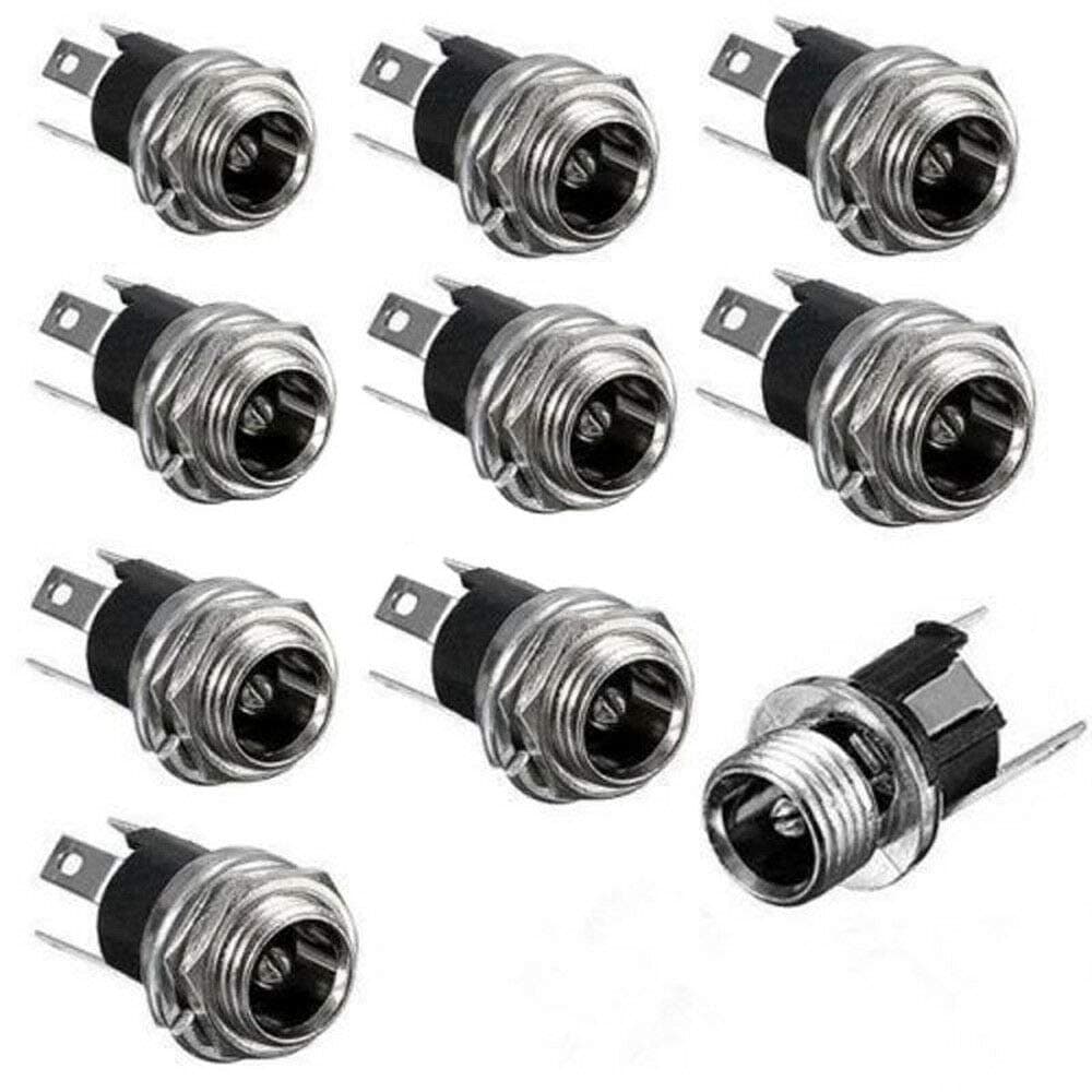 10X DC Power Supply Metal Jack Socket Female Panel Mount Connector 5.5 x 2.1mm (Pack of 10)