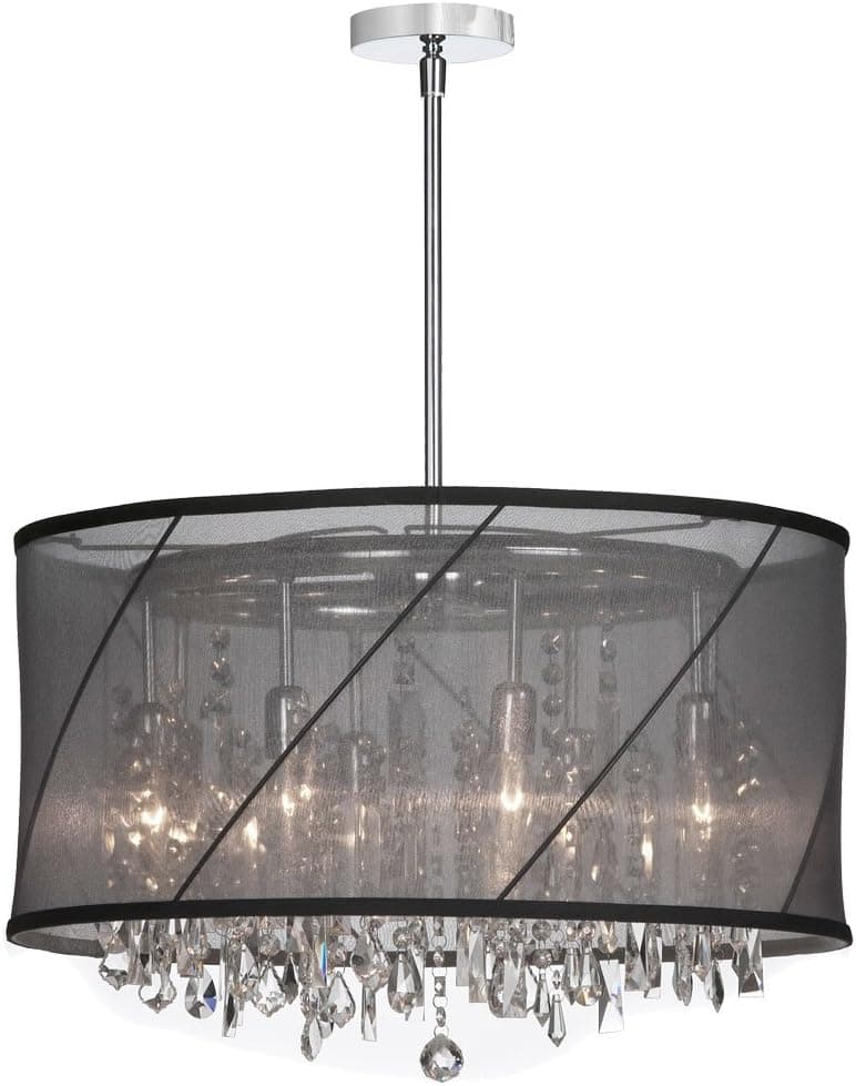 Dainolite Lighting SAF2281514 Crystal Large Pendant, 8-Light, Polished Chrome