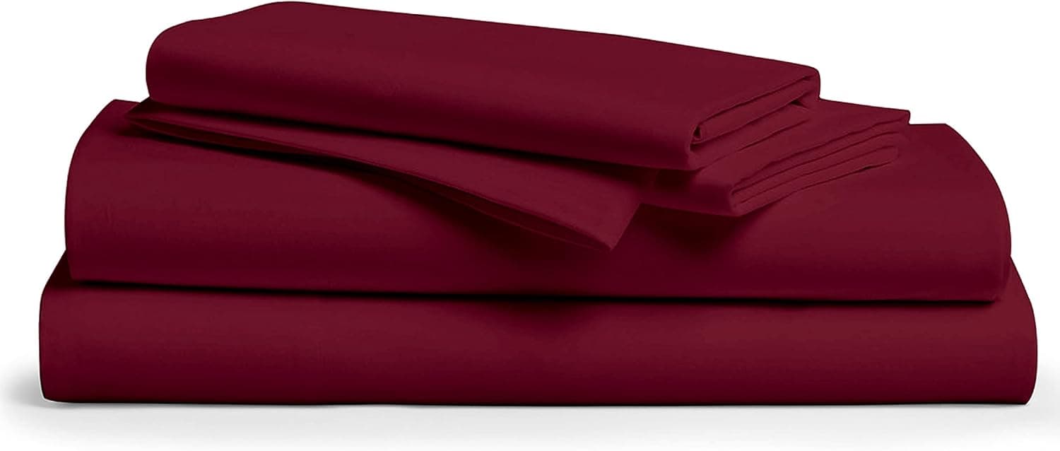 Xoox Premium 800-Thread-Count Egyptian Feel 100% Cotton - Breathable Burgundy Twin XL 3 Pc BEDSHEET Set, Easy Snug Fit, 18" Deep Pocket, Soft Smooth Luxury Sateen Weave, Extra Long Staple Cotton