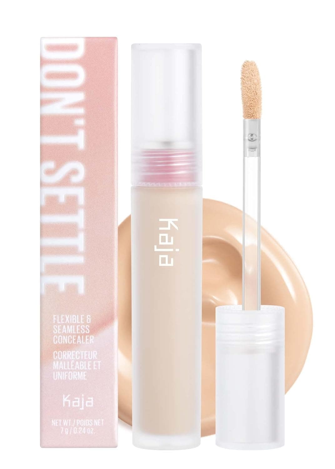 Kaja Liquid Concealer - Don't Settle | with Aqua Ceramide, Coachella Makeup, Hydrating, Buildable, Lightweight, Seamless Coverage, 02 Banana Milk, 0.21 Oz