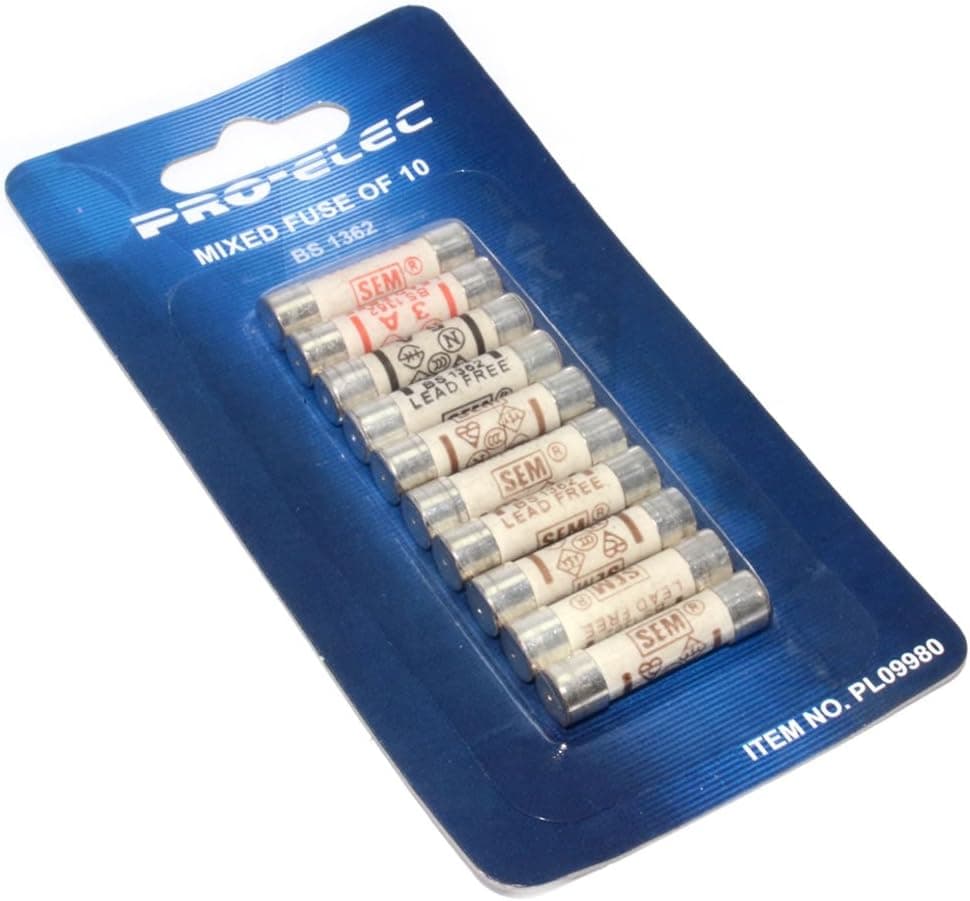 kenable Various Household Fuses BS1362 [6 x 13A, 2 x 5A, 2 x 3A] Pack of 10