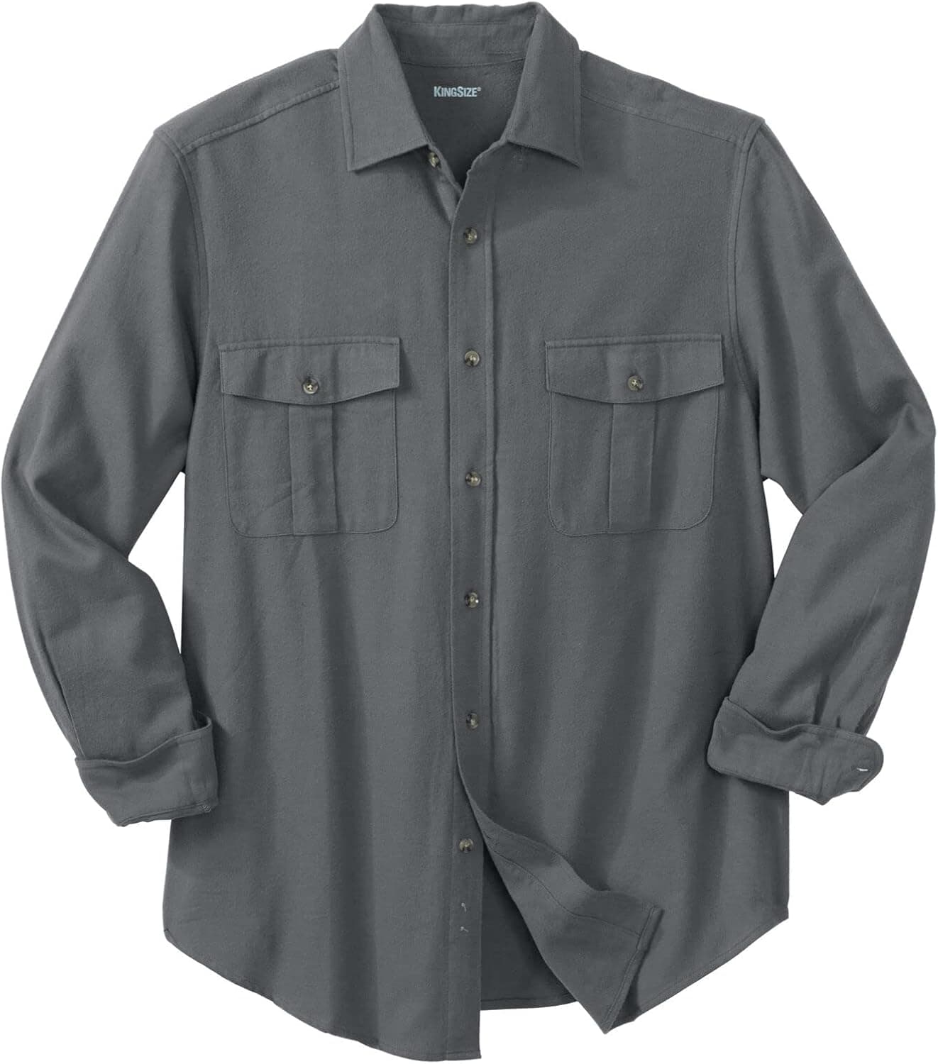 KingSize Men's Big & Tall Solid Double-Brushed Flannel Shirt