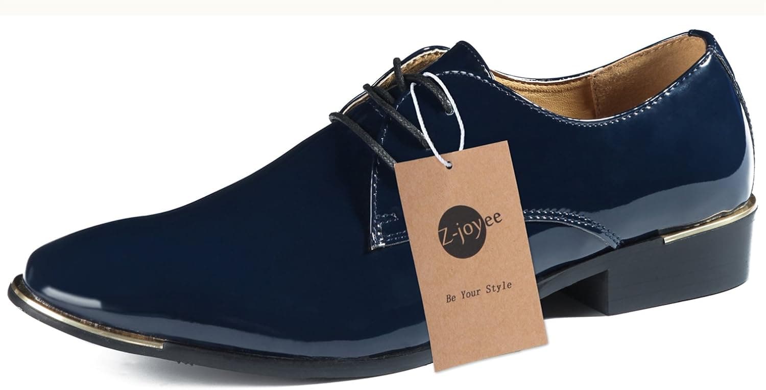 z-joyee Mens Patent Leather Tuxedo Dress Shoes Lace up Pointed Toe Oxfords Formal Wedding Shoes