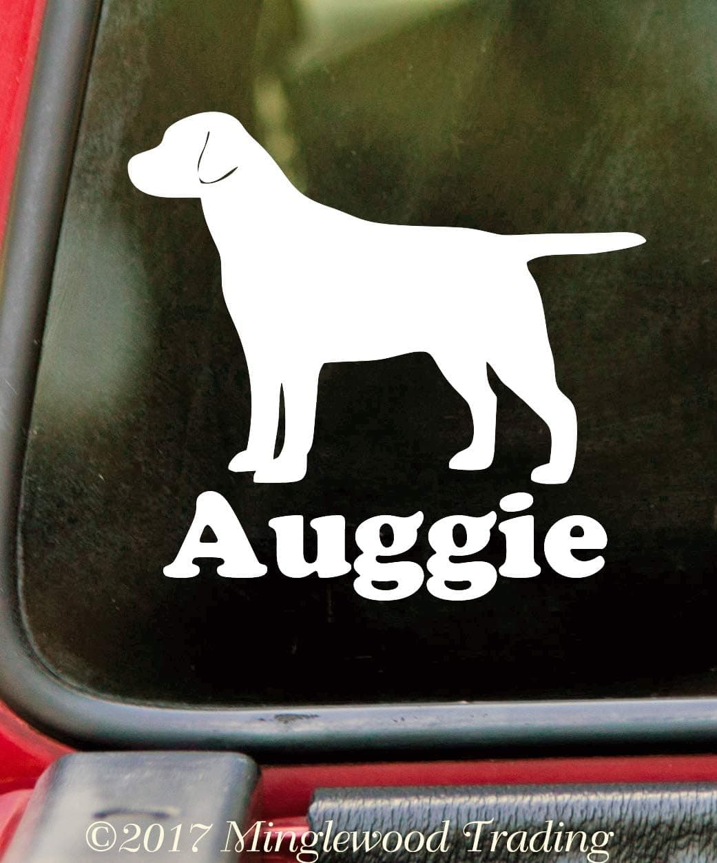 Minglewood Trading - White - Labrador Retriever with Personalized Name 5" x 5" Vinyl Sticker - Straight Tail - Lab Dog Puppy - 20 Color Options