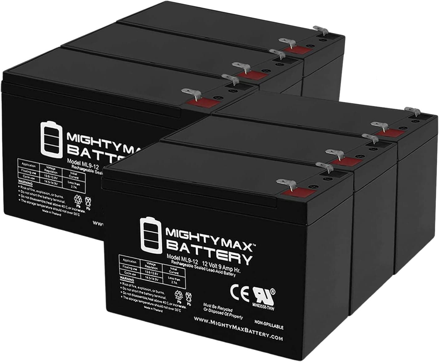 12V 9AH Battery for Razor EcoSmart Metro Electric Scooter - 6 Pack