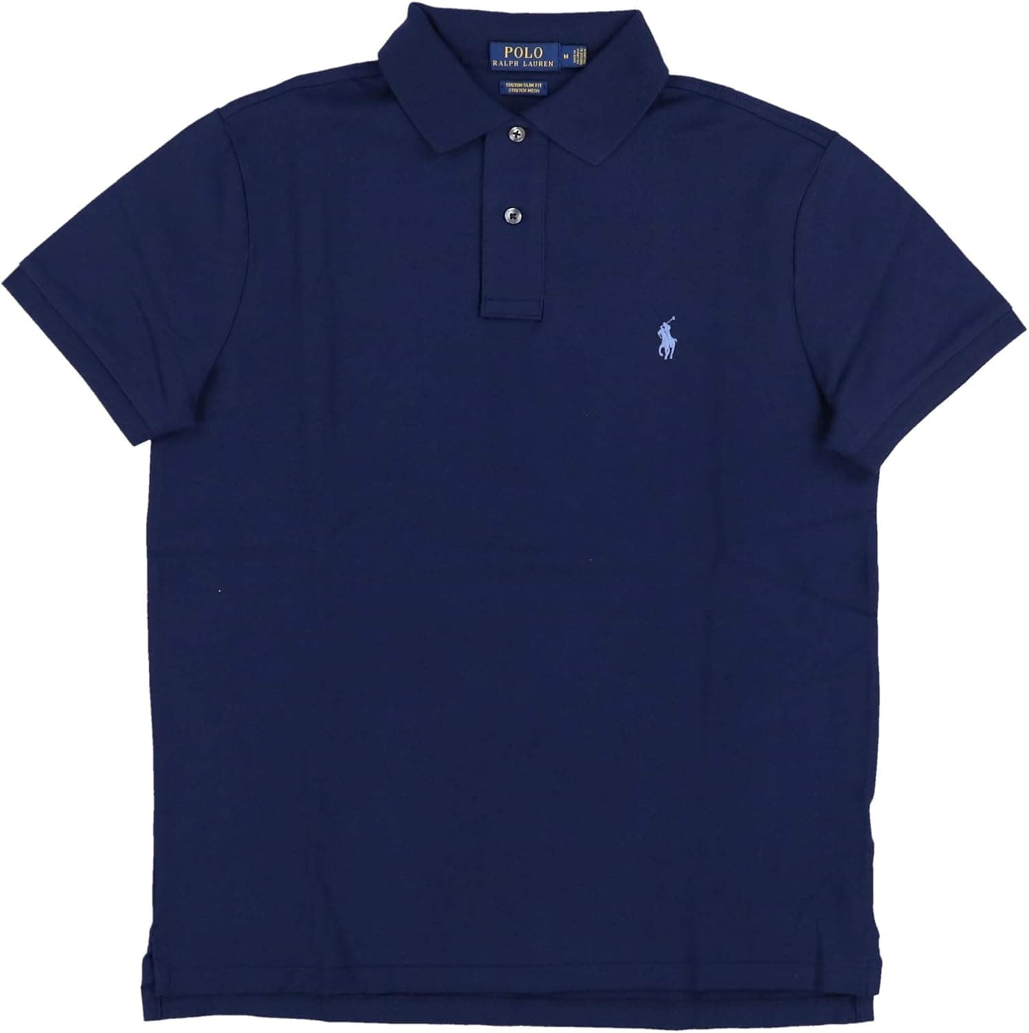 Polo Ralph Lauren Mens Custom Slim Fit Stretch Mesh Polo Shirt (Large, Navy)