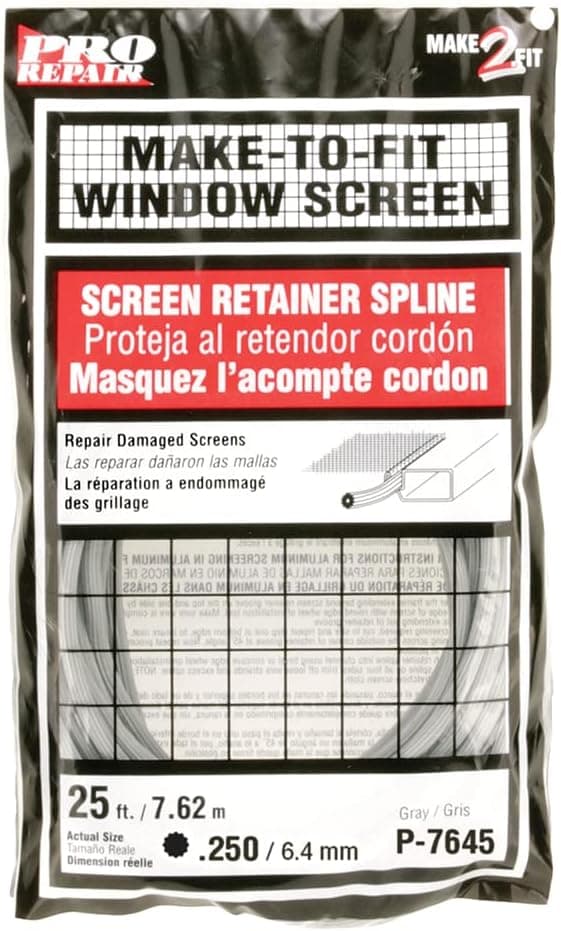 Prime-Line P 7645 Screen Retainer Spline, .250-in, 25-ft, Gray