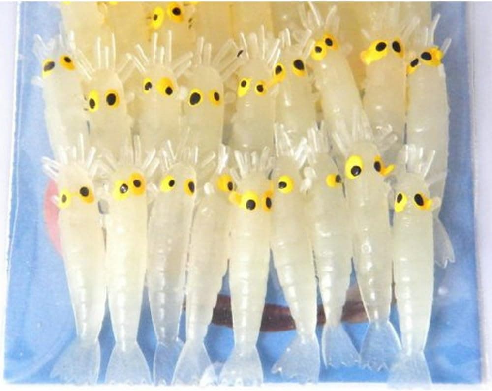 Soft Shrimps Fishing Lures Worms Luminous Glow For Night Fishing Bait 54piece 3.8cm