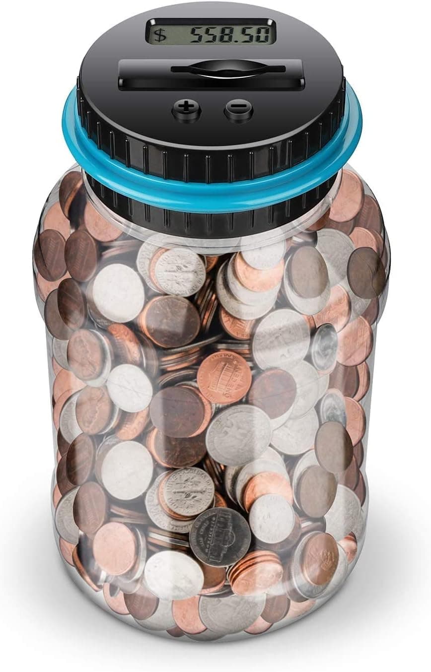 Lefree Digital Counting Money Jar,Big Piggy Bank,Piggy Bank for Kids,Piggy Bank Digital Counting Coin Bank,Money Saving Jar,Gift for Kids,Powered by 2AAA Battery (Not Included)…