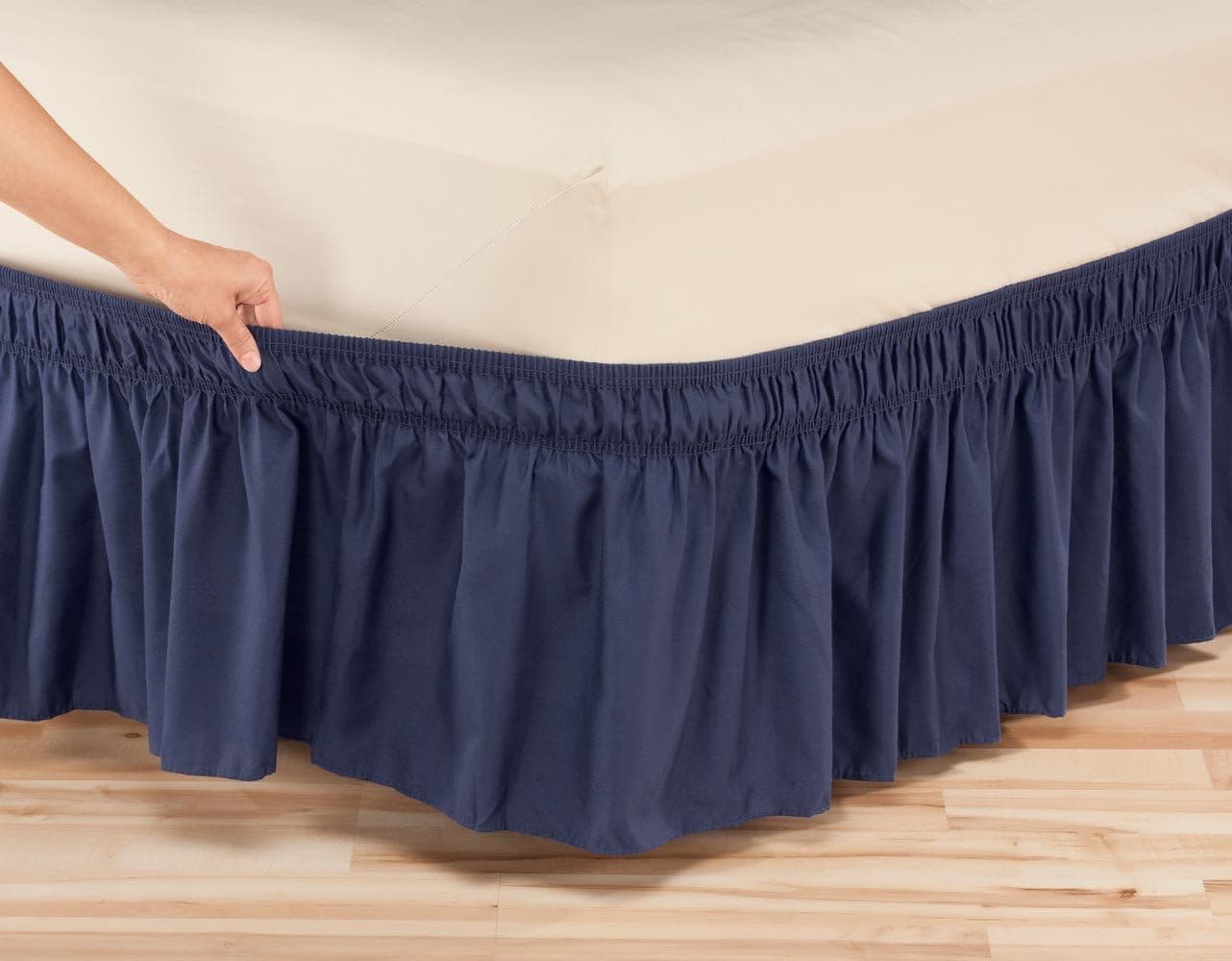 Miles Kimball Elastic Bed Skirt, Queen King, Navy Blue