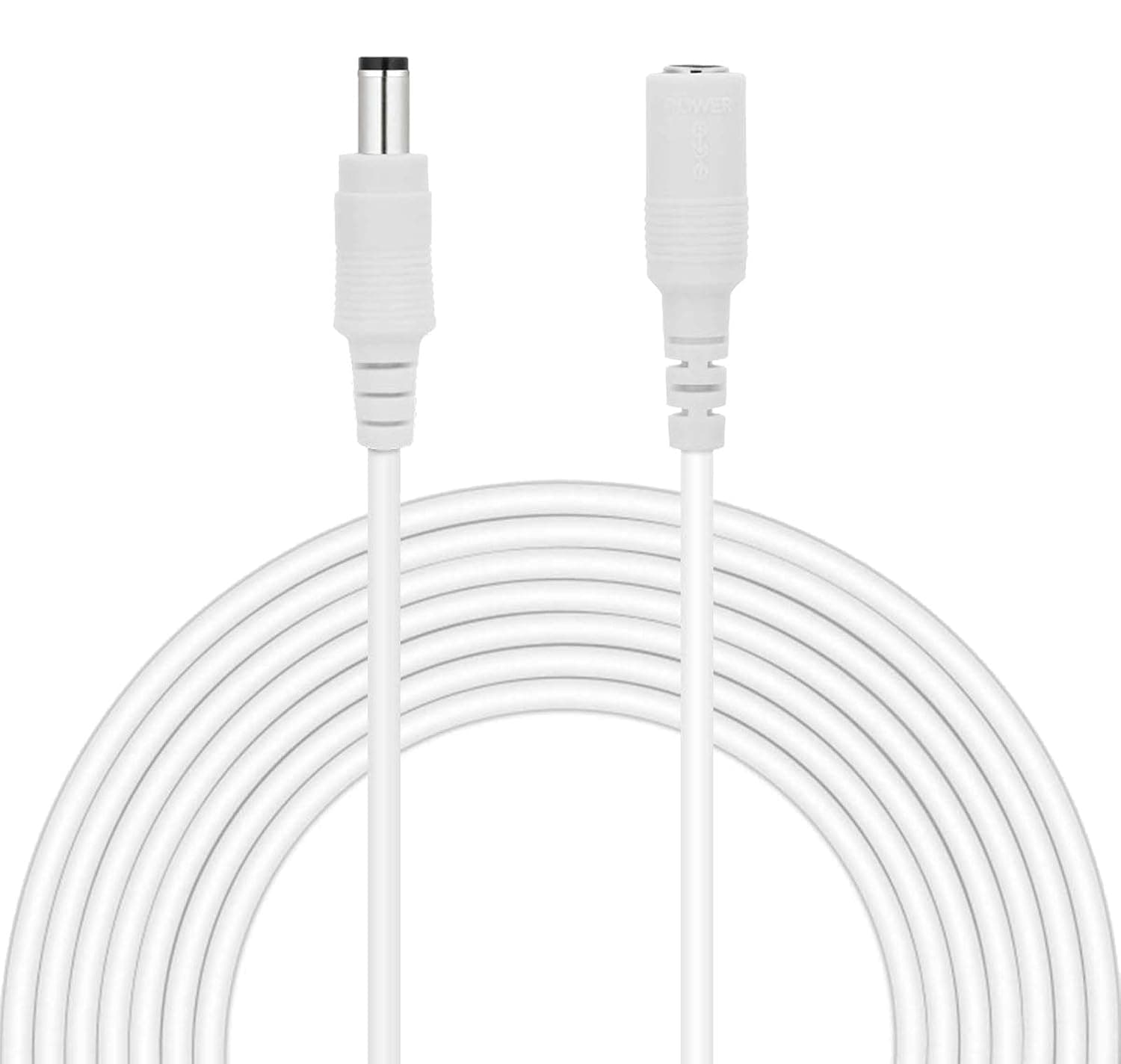 LONNKY 12V DC Extension Cord 33FT/10M,5.5mm x 2.1mm,Male to Female Power Cable,White DC Extension Cable,Used for CCTV Security Cameras,LED Strip