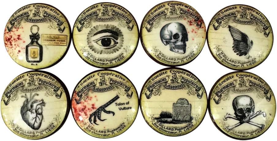 Set of 8 Apothecary Label Wood Cabinet Knobs (Set 2)
