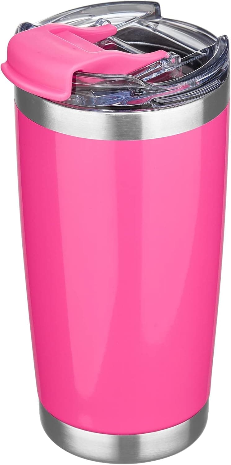CIVAGO Insulated Tumbler with Lid and Straw, 20 oz Stainless Steel Vacuum Coffee Tumbler, Double Wall Coffee Cup, Thermal Travel Coffee Mug for Hot and Cold Drinks, Neon Pink