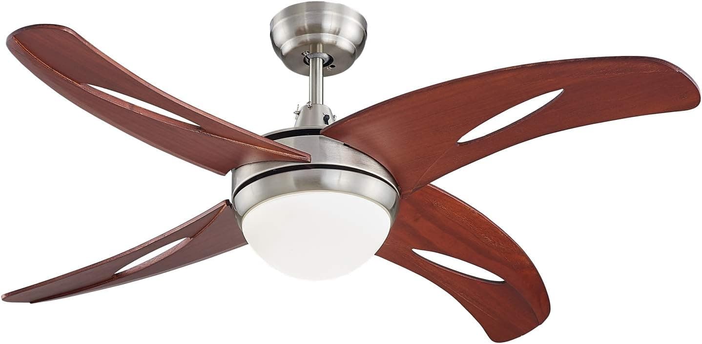 LAMPSMORE 42 Inch Ceiling Fan with Lights,Modern Ceiling Fan With Remote Control,Low Profile Ceiling Fan With 4 Blades