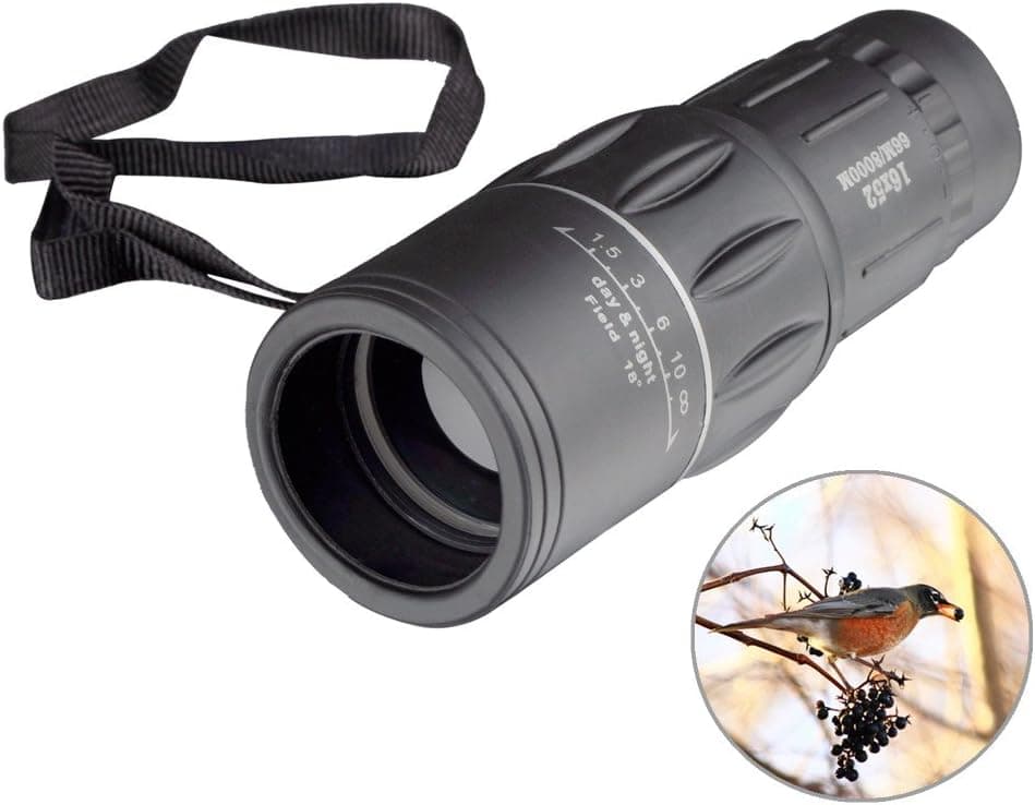 16X52 Day&Night Adjustable Focal Length Porro Prism Telescope Monocular