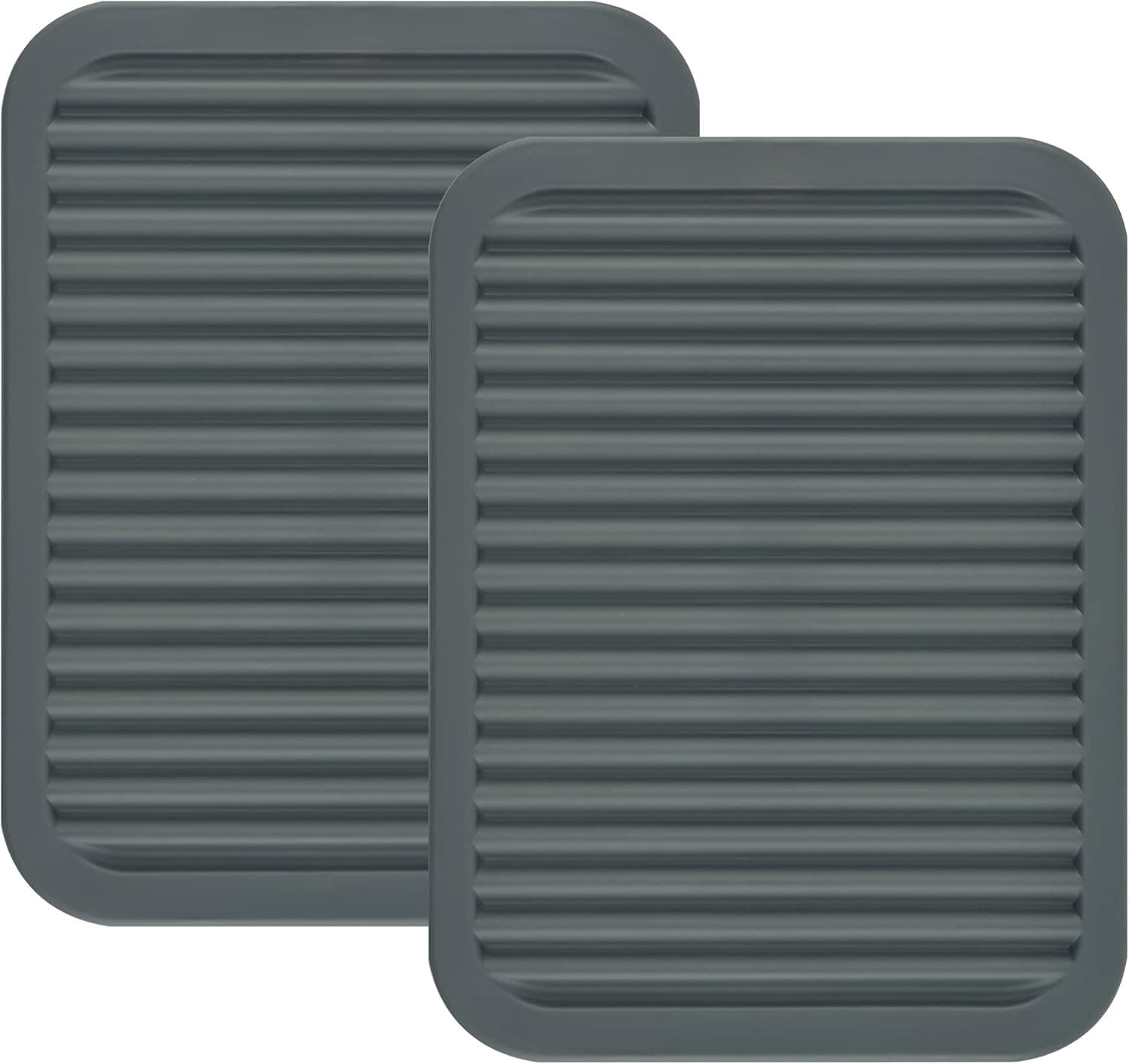 Silicone Trivets for Hot Pots and Hot Pans, Silicone Trivets Mat Set, Hot Pads, Silicone Hot Mats, Heat Resistant Placements, Small Dish Drying Mat, Grey Trivets, Rectangular Trivets Set of 2s
