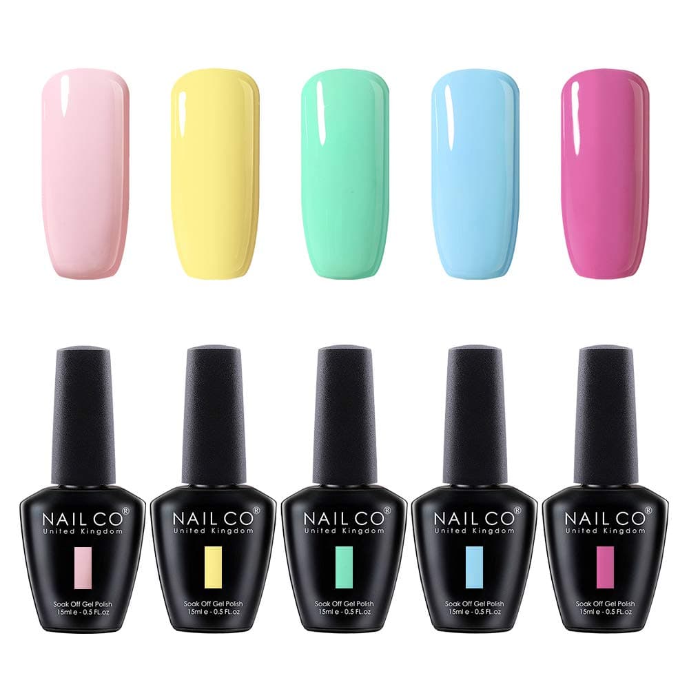 NAILCO Nail Gel Polish Lacquer-5 Pcs Soak Off Varnish Manicure Kit Set07 For DIY Make Up Accessories Art Sticker Decoration Nail Stamping Plates, Salon