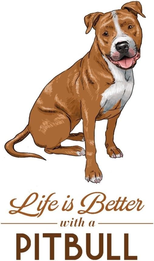 Pitbull, Golden, Life is Better, White Background (9x12 Wall Art Print, Home Decor)