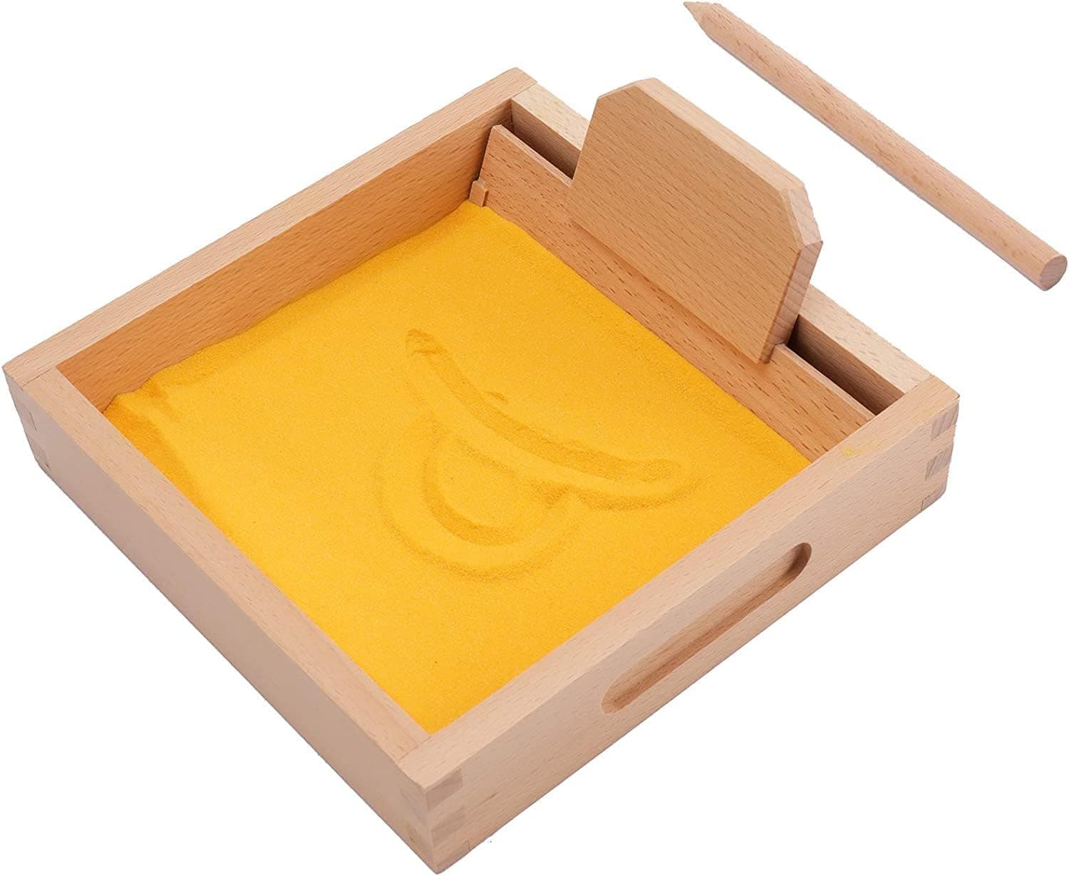 Suwimut Montessori Letter Formation Sand Tray for Kids, Montessori Sand Writing Tray with Wooden Pen Educational Toys, Alphabet and Number Learning Writing Practice Exercise Tool