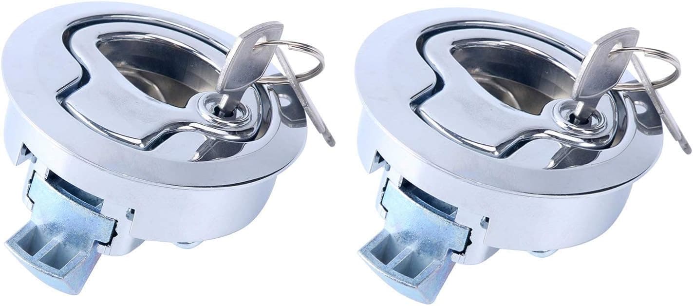 Amarine Made Chrome 2" Flush Pull Slam Latch for Boat Deck Hatch 1/4" Door