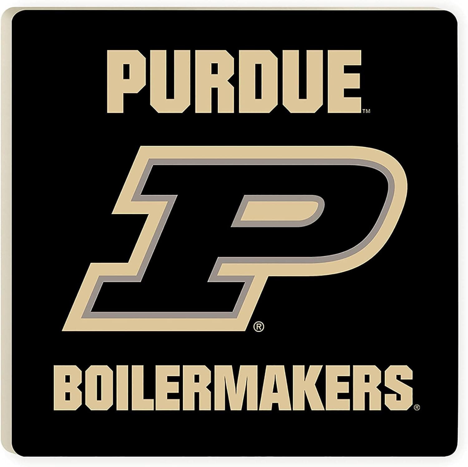 Purdue University Boilermakers Logo 4 x 4 Absorbent Ceramic Coasters Pack of 4