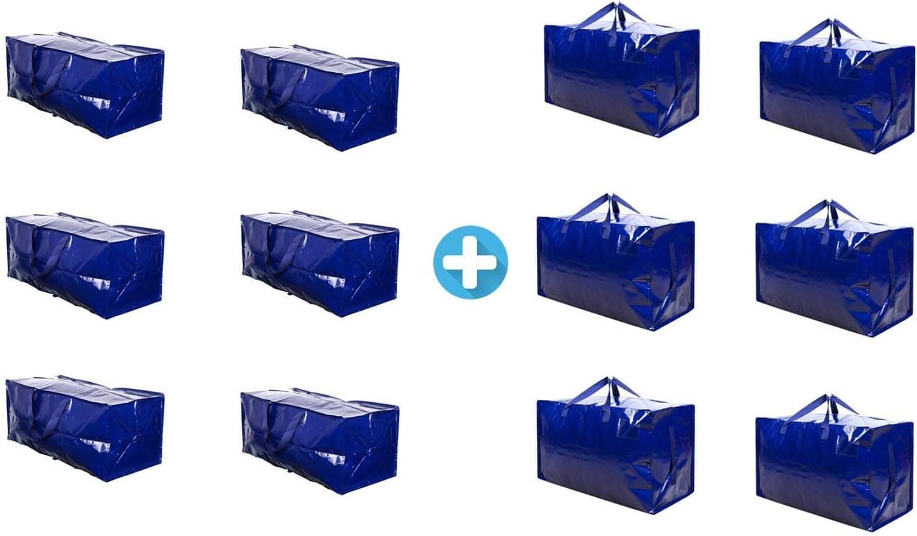 VENO 12 Packs Heavy Duty Large Storage Moving Bags Bundles, 6 Packs of Large Moving Bags with Strap and 6 Packs Oversize Moving Storage Bags