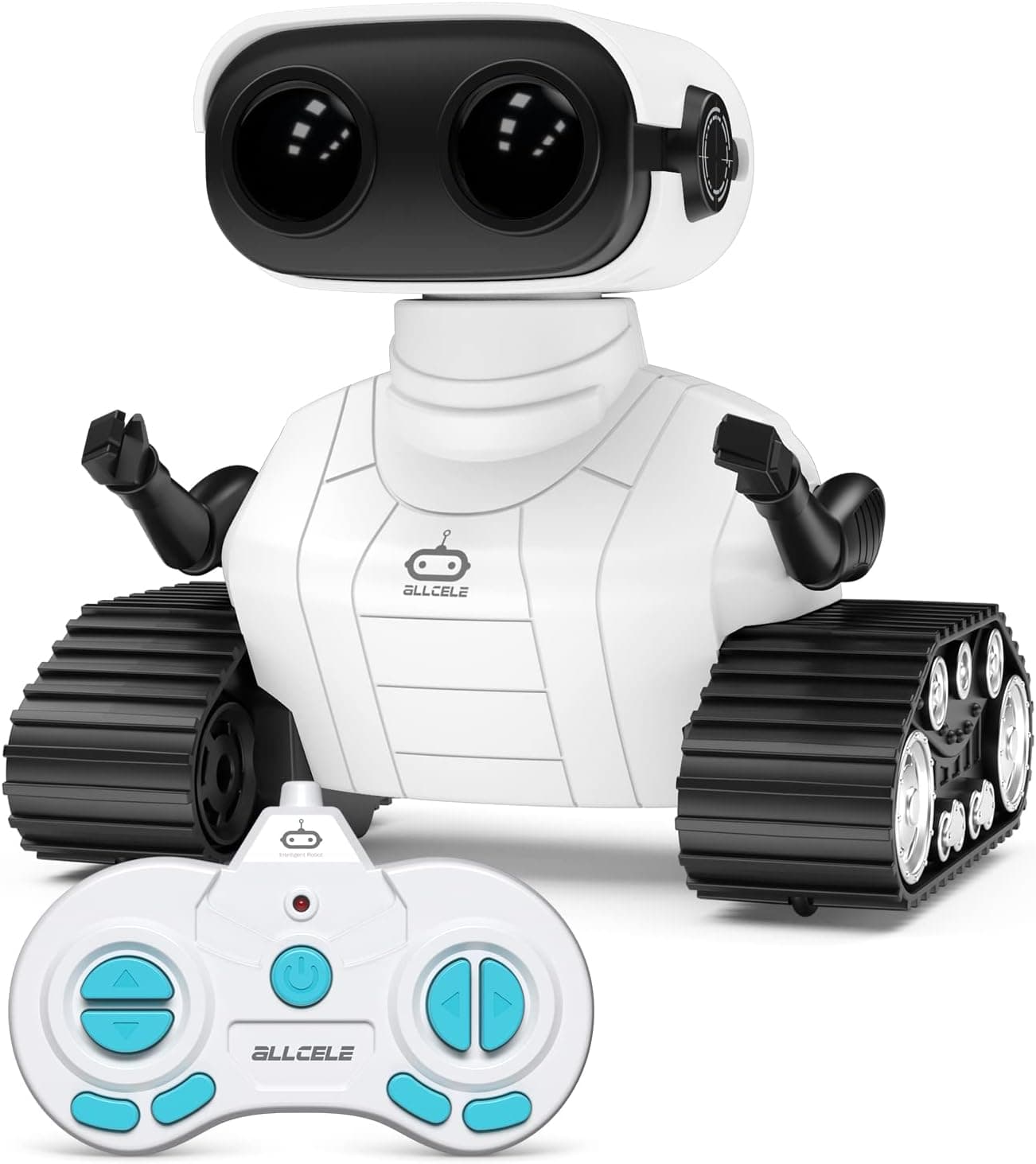 ALLCELE Robot Toys, Rechargeable RC Robot for Boys and Girls, Remote Control Toy with Music and LED Eyes, Gift for Children Age 3 Years and Up - White