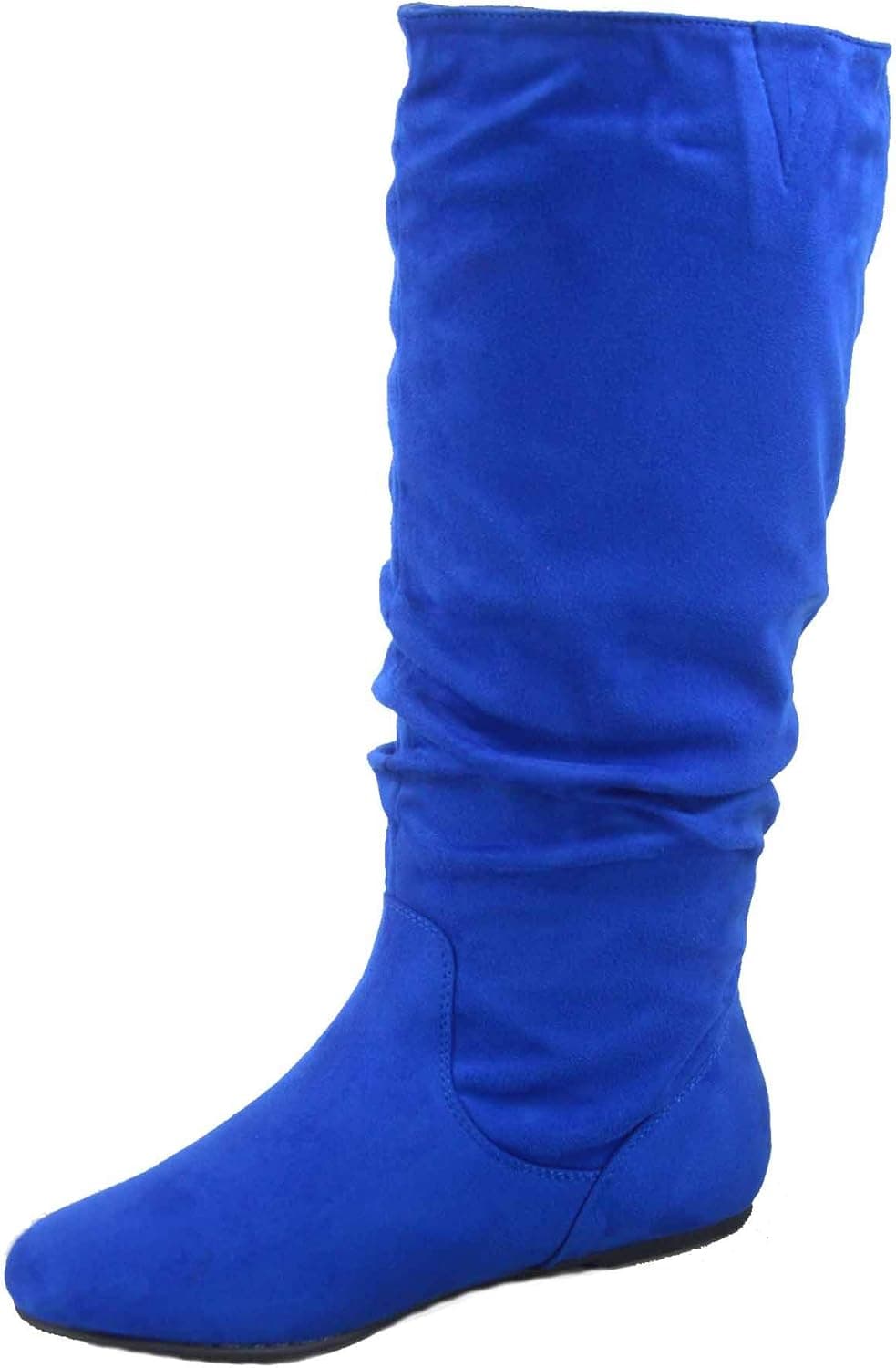 TOP Moda Data-1 Women's Shoes Cute & Comfort Round Toe Flat Heel Slouchy Mid Calf Boot