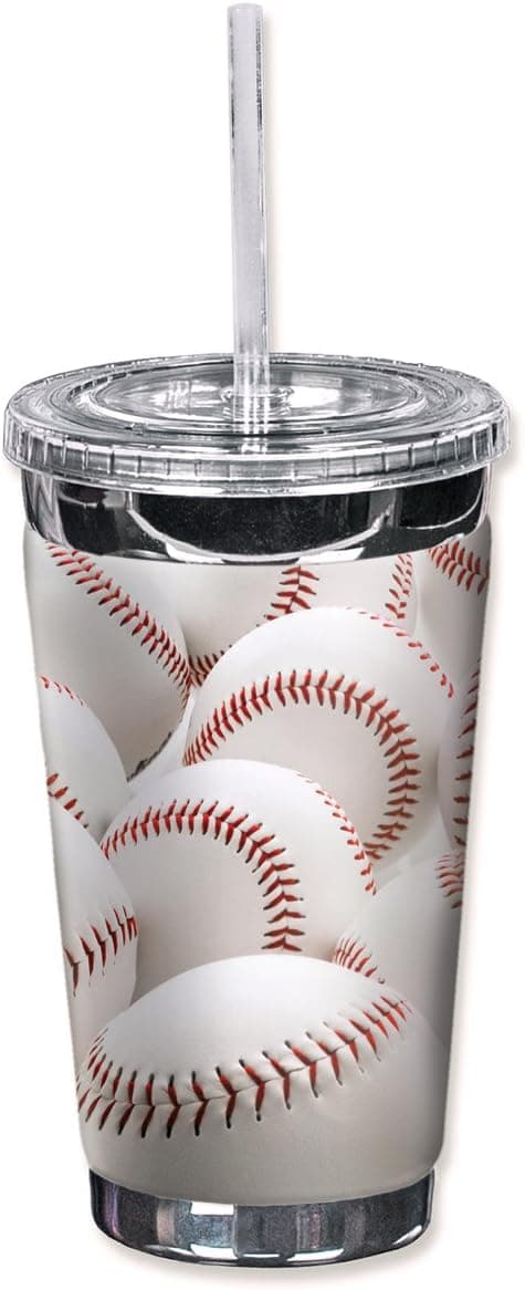Mugzie "New Baseballs" To Go Tumbler with Insulated Wetsuit Cover, 16 oz, Black
