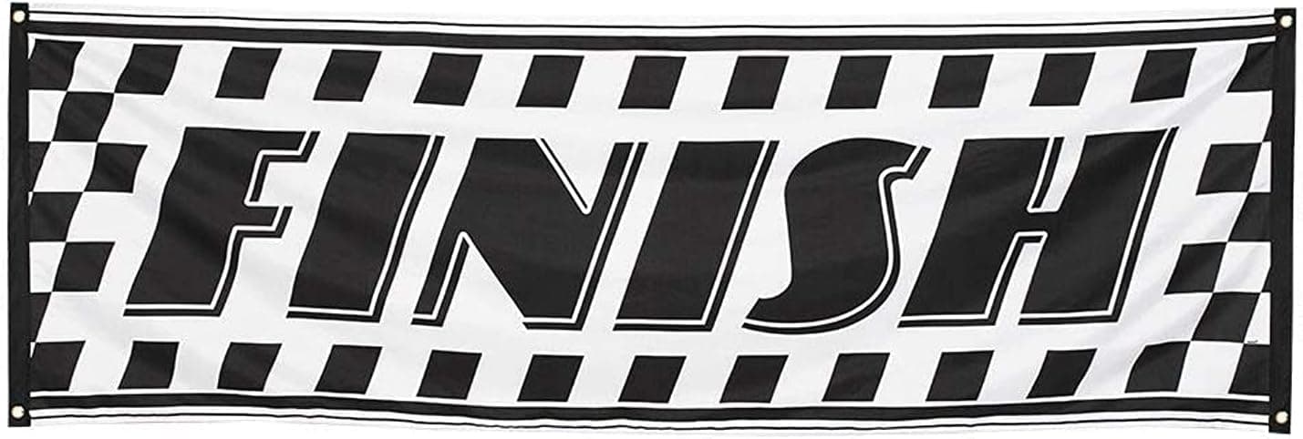 Racing Finish Flag in Cheque Black and White Colouring Decoration - 220x74 cm