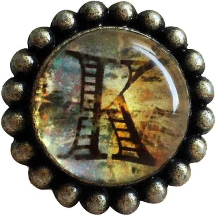 A.B Crew 42mm Antique Glass Cabinet Knobs Home Decor Cupboard Drawers Pulls Handles Unique Hardwares Fittings, Letter K
