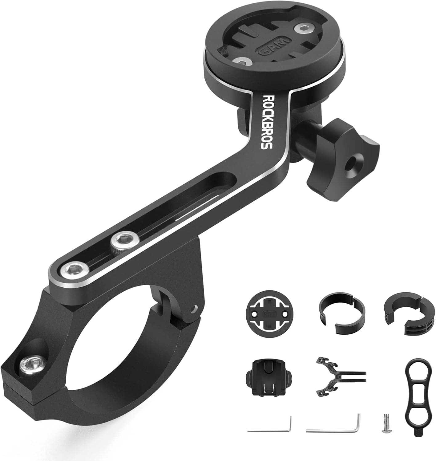 ROCKBROS Bike Computer Mount for Garmin Edge Combo Mount Gopro Action Camera Extended Out Front Holder Compatible with Bryton, Cateye, IGS, with Bicycle Headlight Adapter