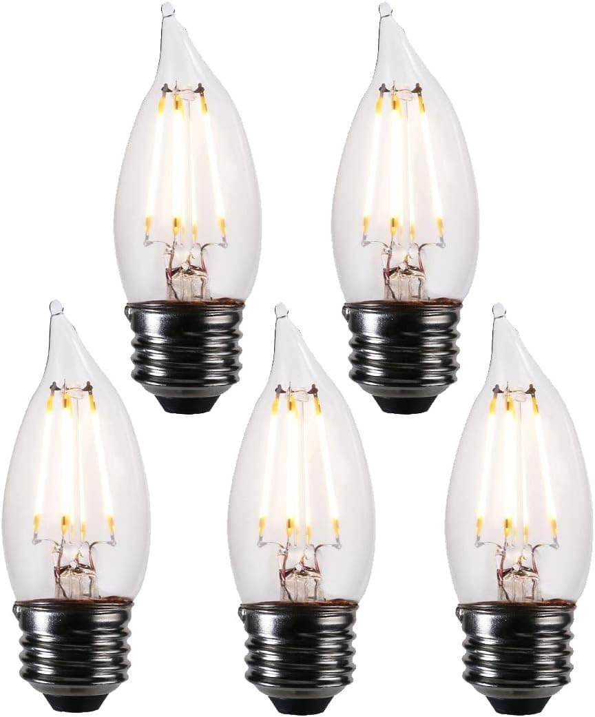 FLILED LED 60 Watt Equivalent Chandelier Bulbs, 5.5 Watt Dimmable Filament Clear LED Candelabra Bulbs, E26 Medium Base, LED Candle Bulbs (4000K Cool White, 5 Pack)
