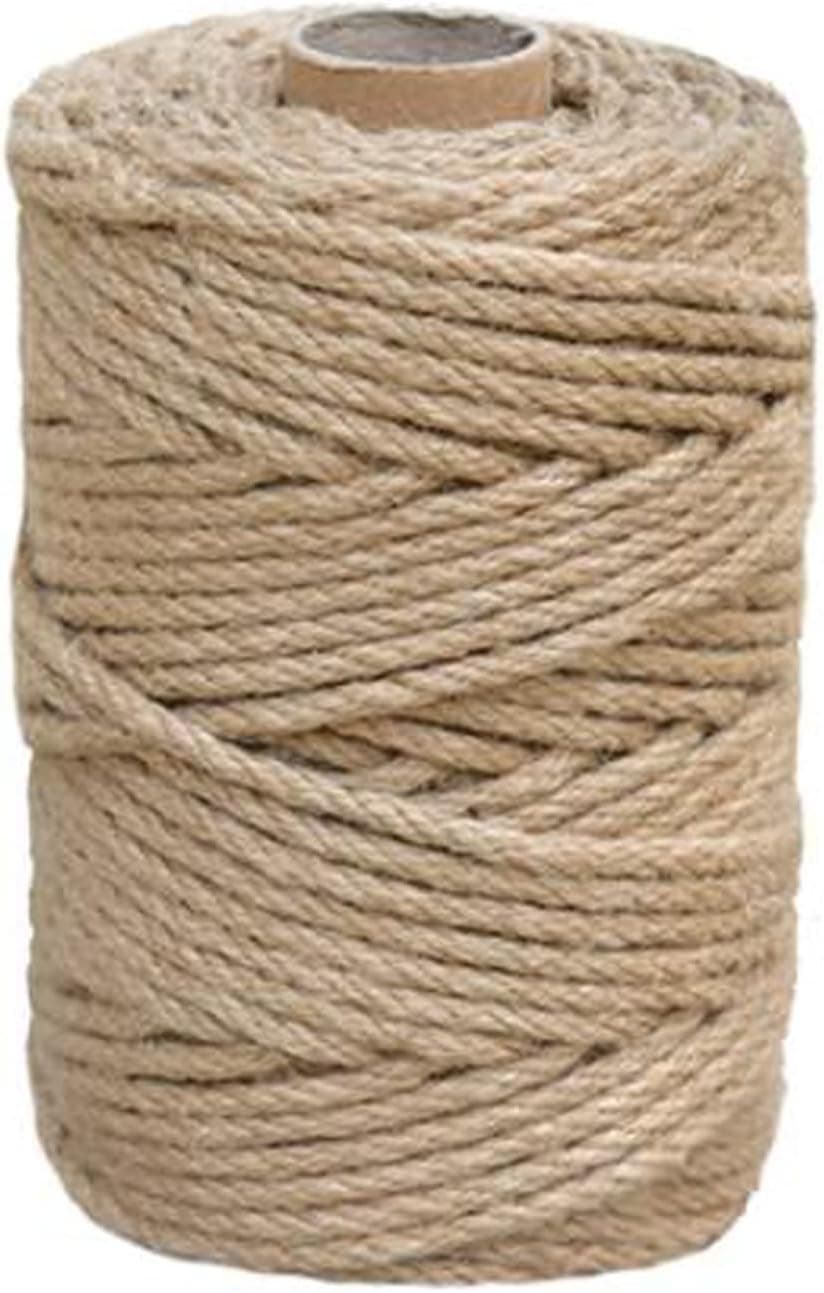 NorthPada 1/5 inch 5 mm 98 feet 30 Meter Natural Jute Rope Heavy Duty Thick Twine for DIY, Cat Scratching Rope, Garden, Binding, Crafts Packing Material