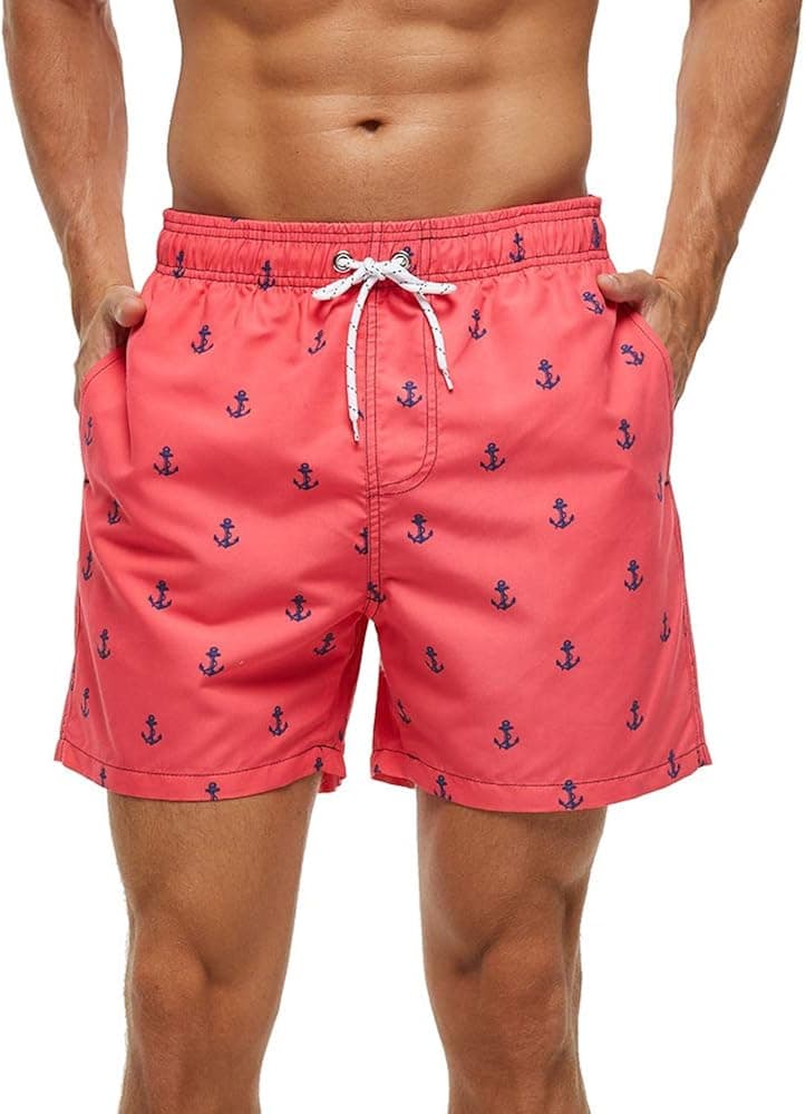 FREDRM Mens Swim Trunks Quick Dry Boardshorts with Mesh Lining Above Knee Swimwear Bathing Suits