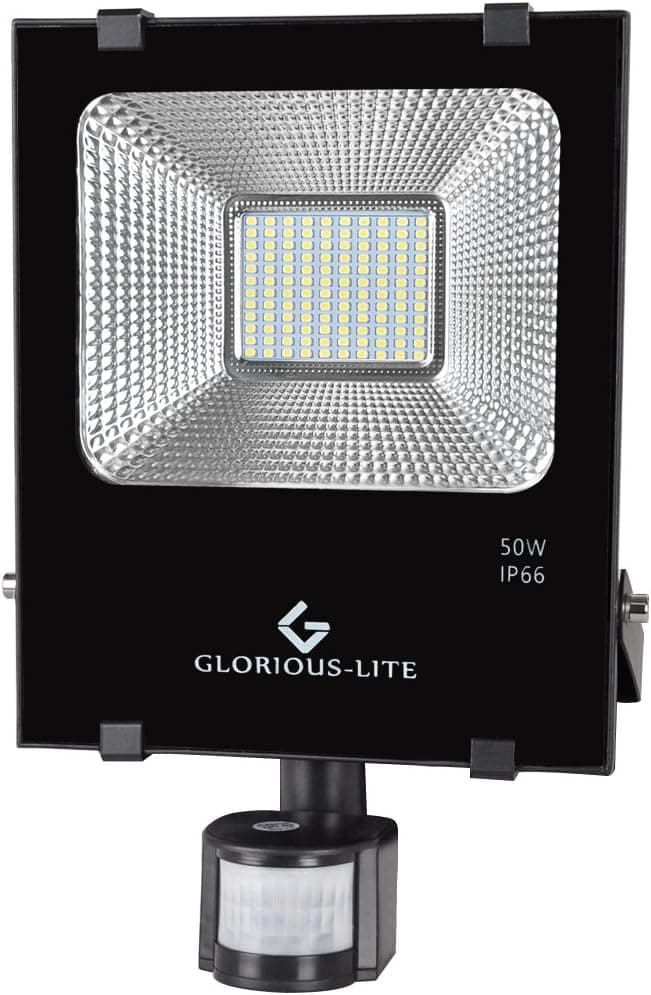 Glorious-Lite 50W Motion Sensor Flood Lights,4000lm Super Bright Outdoor LED Floodlights,Waterproof,Daylight White 6000K,PIR Sensor Security Light for Entryways, Stairs,Yard,Patio and Garage(NO Plug)
