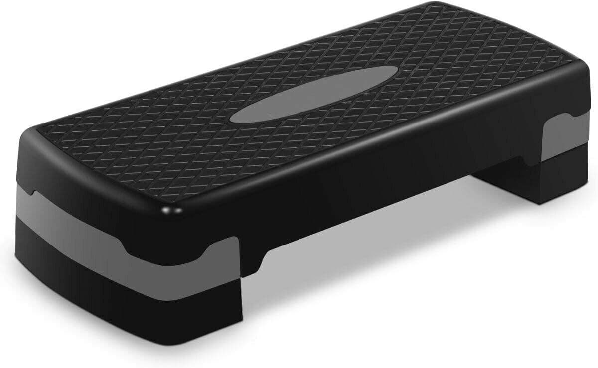 Giantex 27" Aerobic Step, Non-Slip Surface, Height-Adjustable 4"-6" Step Aerobics Platform, Workout Fitness Equipment Stepper Trainer, Exercise Step Platform with 2 Riser
