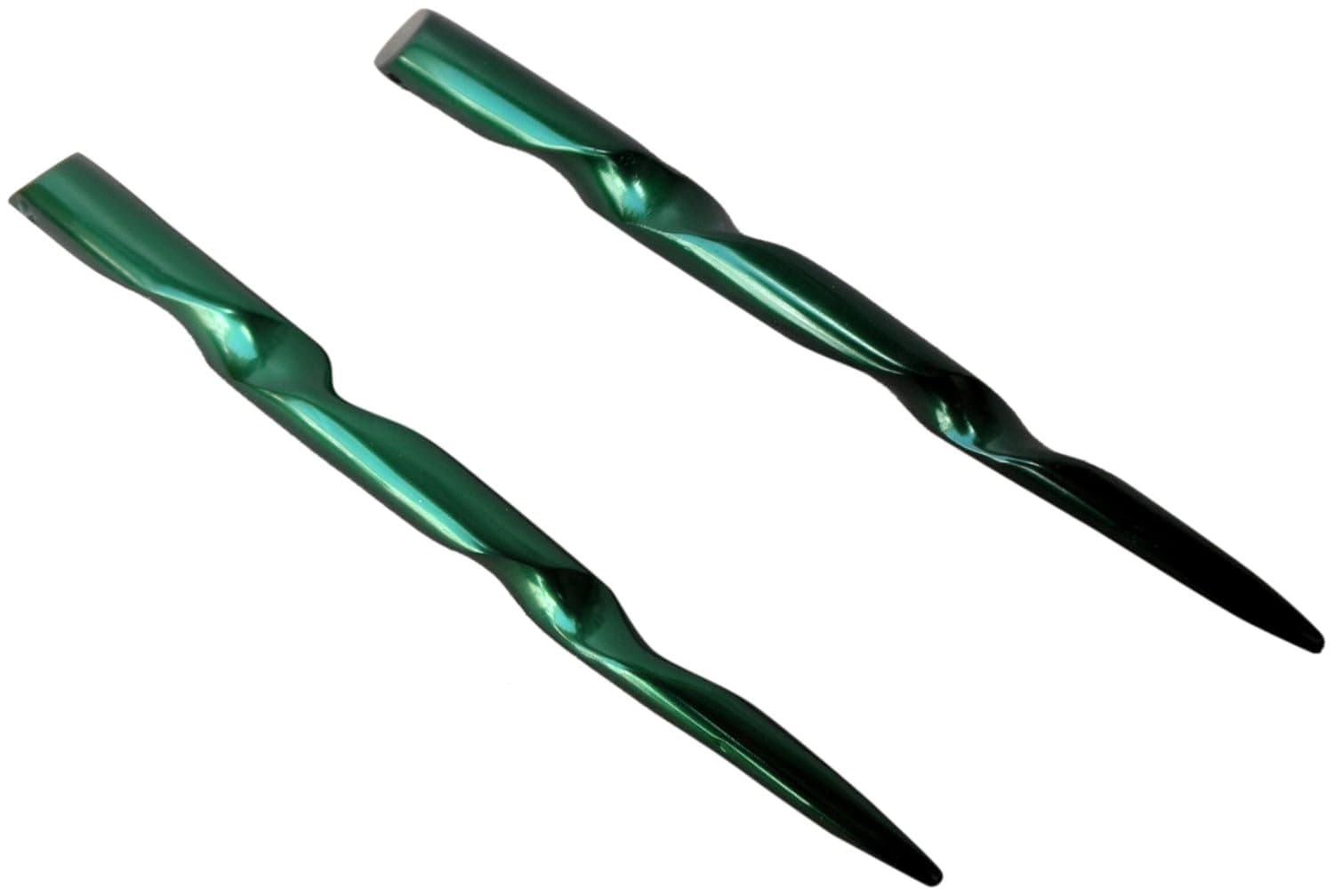 JWL HAWNKOA PRODUCTS (2) Anodized Aluminum Conical Spiral 6" Hair Stick Unbreakable Waterproof Pick Pic Pin Fork (Green)