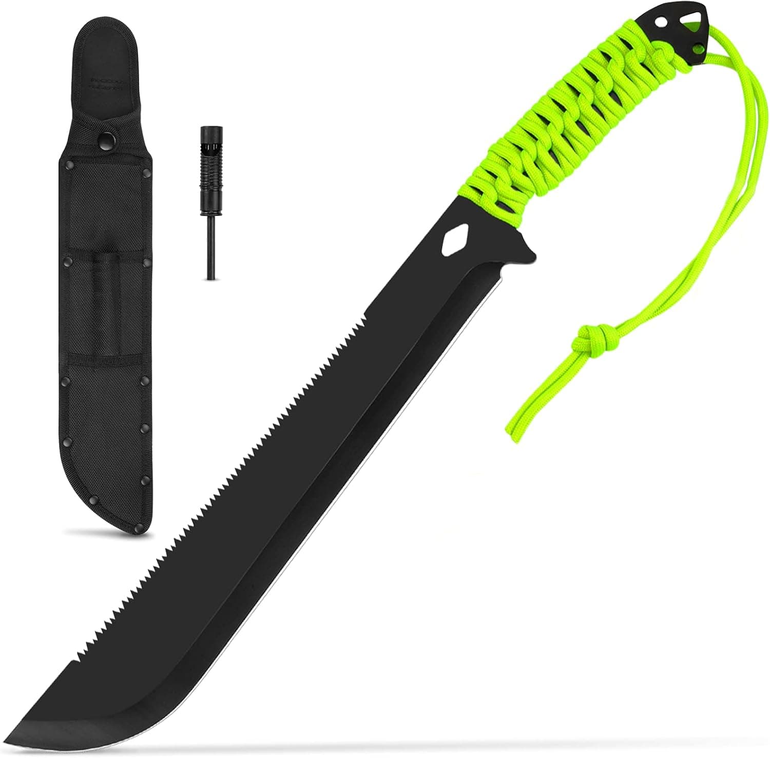 Extremus Bushcraft Survival Hunting Camping Knife with Cordura Sheath, 11-inch Fixed Blade Tactical Bowie Knife, 750 lb. Rated Paracord Handles, Includes Magnesium Fire Starter/Whistle, Cordura Sheath
