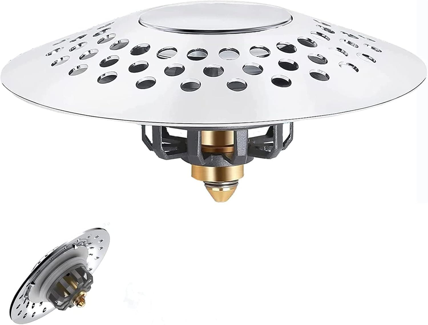Bathtub Stopper with Shower Drain Hair Catcher, 2 in 1 Double Anti-Clogging Design Tub Drain Stoppers, Pop up Tub Drain Stopper for 1.6inch - 2.0inch Drain Hole