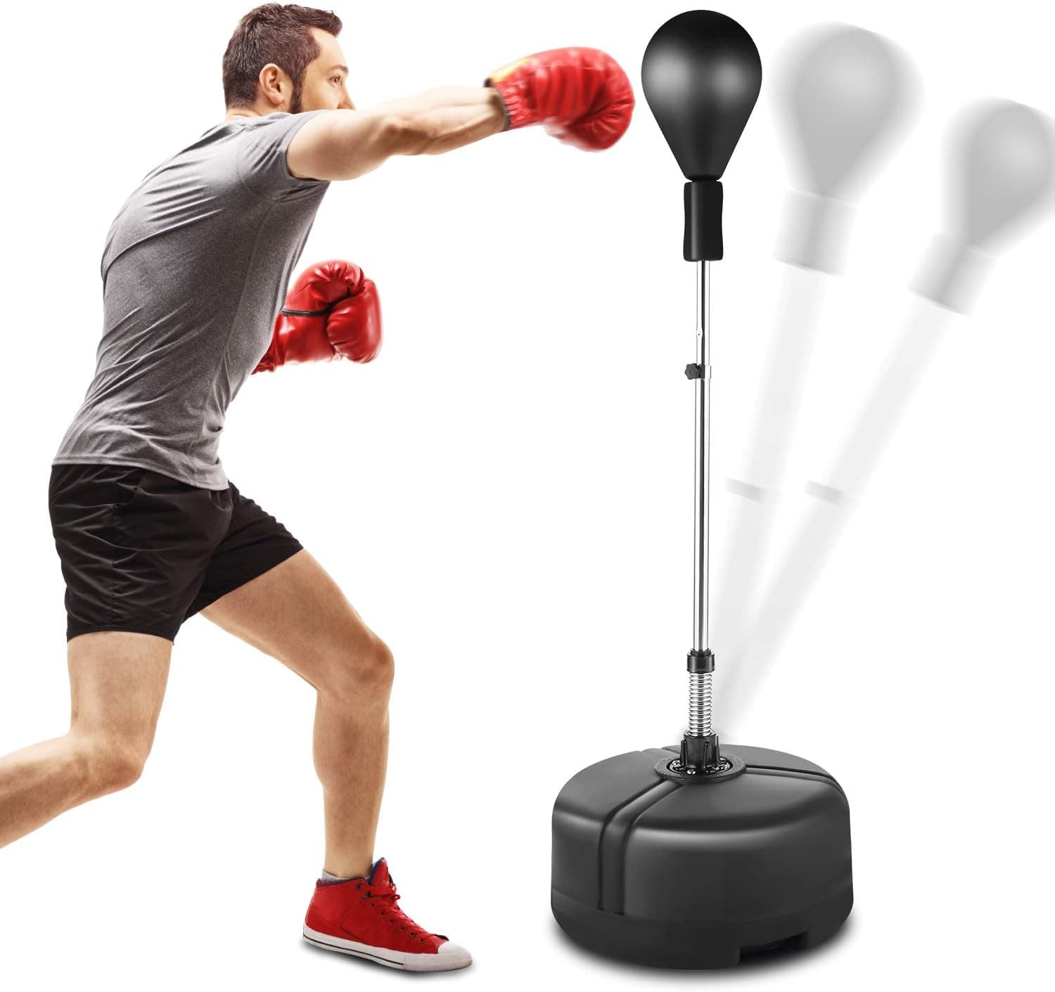 Punching Bag Reflex Speed Bag Suction Cup Base Free Standing Boxing Bag Adjustable Height Strong Durable Relief Stress Ball for Kids & Adults