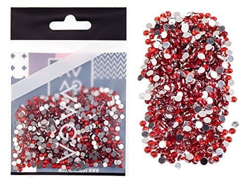 VAGA Nail Gems and Rhinestones for Nail Decor, Flatback Round Beads Jewels Crystals for Nail Art Supplies Nail Rhinestones for Acrylic Nails, 3D Rhinestones for Nails for Girls- Ruby Red